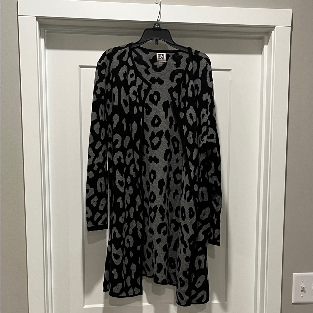 Anne Klein Black and Gray Animal Print cardigan